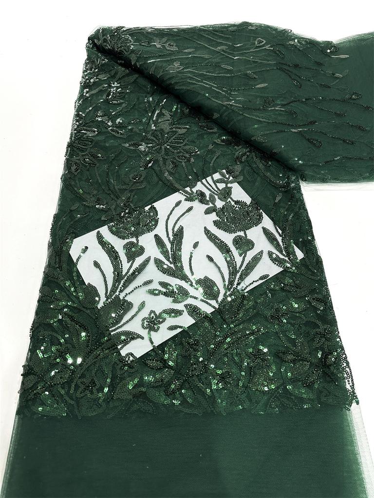 Red African Lace Fabric 2025 Sequins Beaded Embroidery Groom Nigerian Bridal High Quality French Tulle Lace Fabric For Sewing