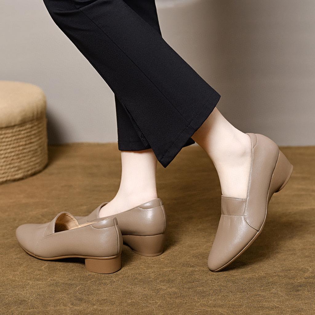 Pointed women's spring new shallow mouth ruffle edge low heel single shoes comfortable professional office work shoes