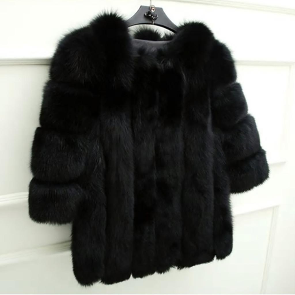 Jacket women's autumn and winter medium and long artificial fur fur coat contrasting color European and American style light luxury furry