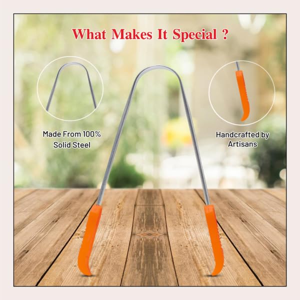 Nurpi Stainless Steel Tongue Cleaner for Adult and Children with Plastic Handle for Better Grip- Pack of 3