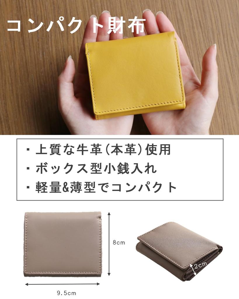 Mieno Mini for Men and Women Genuine Wallet, Compact, [Selected Leather, Tri-Fold, Compact] (Red)