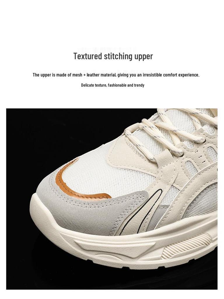 Men's Summer Korean-Style Mesh Sneakers: Breathable, Trendy, Versatile, and Thick-Soled Casual Dad Sports Shoes.