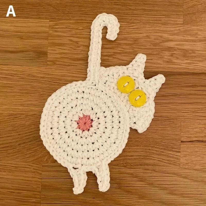 

Cat Butt Shape Coast Cup Cloth Coaster Slip Insulation Pad Mat Hot Drink Holder Mug Stand Home Table Decor Kitchen Accessories 15 10cm