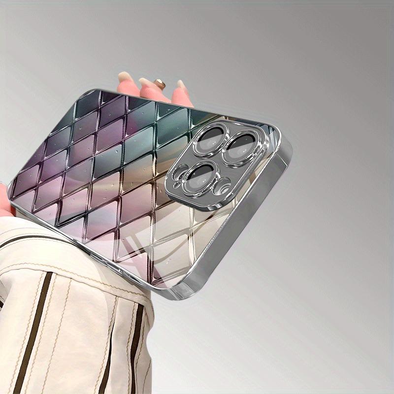 Yaratıcı Renkli Cam Doku Elmas Desenli Kaplama Kılıf iPhone 17 16 15 14 13 12 11 Pro Max Plus 17 Air 16E Kılıfı İçin