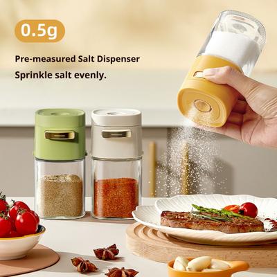 Glass Salt Dispenser with Portion Control Press-Type Shaker for Precise Salt Spice