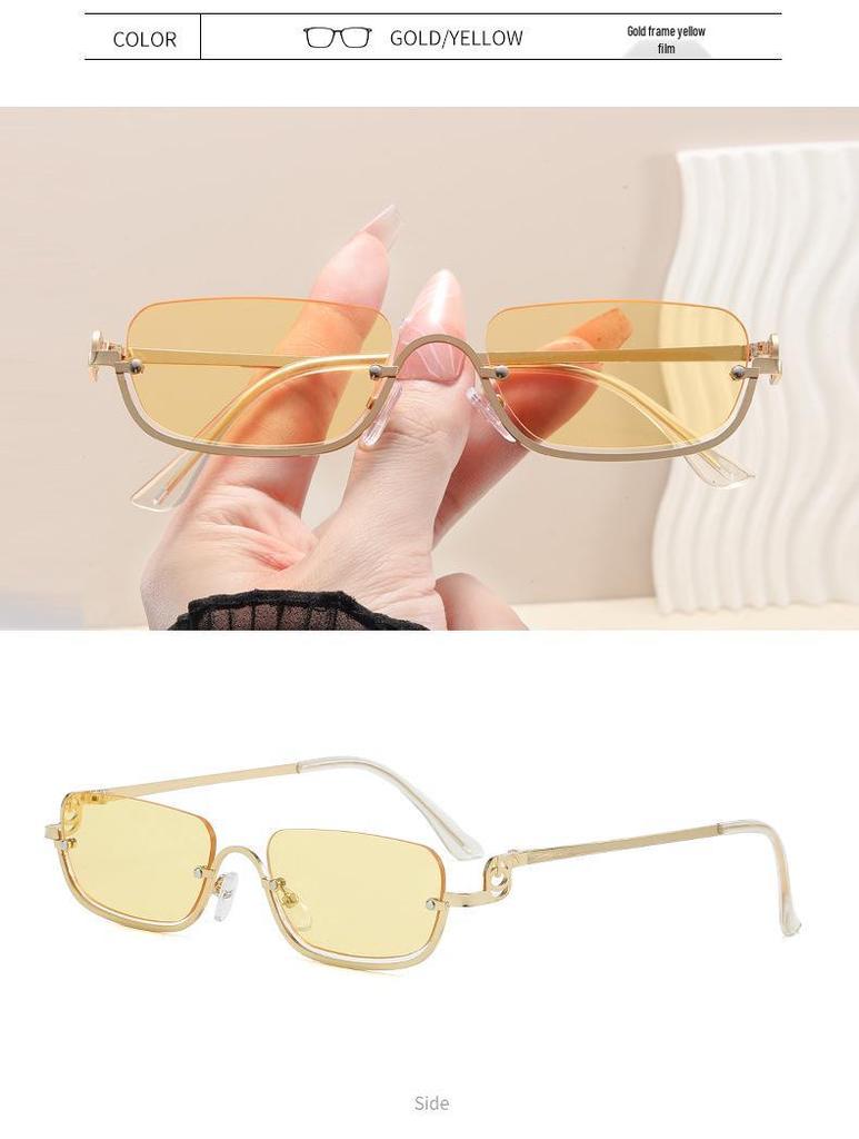 High-End Semi-Rimless Square Sunglasses – Trendy Unisex Sunscreen Shades