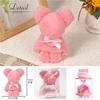 Teatsite Preserved Flower Arrangement, Pre-Wrapped, Heart-Shaped Glass Pot, 3 Flowers (Pink Carnations, Bear Towel Included)