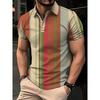 2026 Summer Men's Polo Shirt with Stripes Print Breathable Lightweight Casual Fashionable Outdoor Men's Clothing