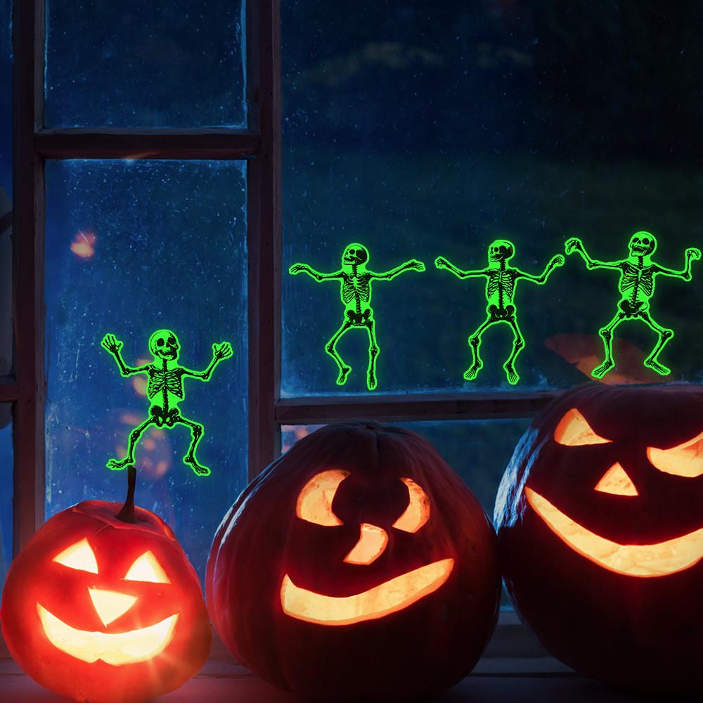 Halloween Glow Skeleton Wall Sticker Pvc Decal For Living Room And Decor Home