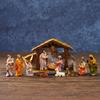 Christmas Manger Set Ornament Nativity Scene Decoration Christmas Nativity Scene Set with Resin Stable Led Star for Holiday