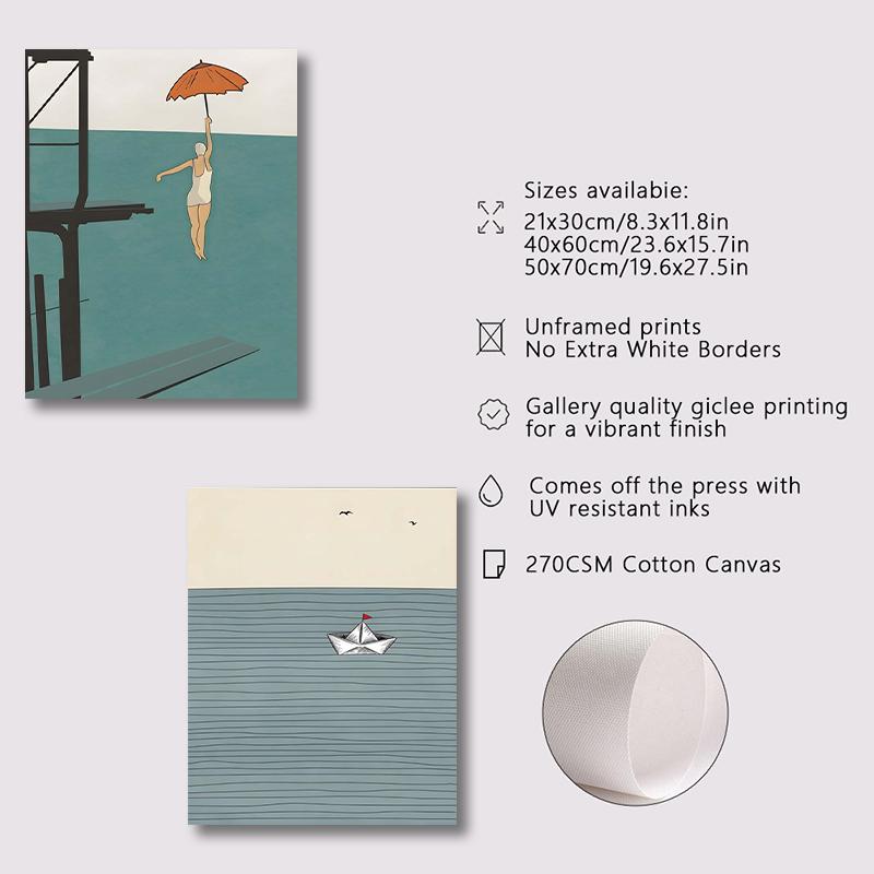 Maritime Surfing Beach Posters Wall Art Canvas Prints Painting Home Decorative Vintage Art Poster Livingroom Bedroom Decoraton