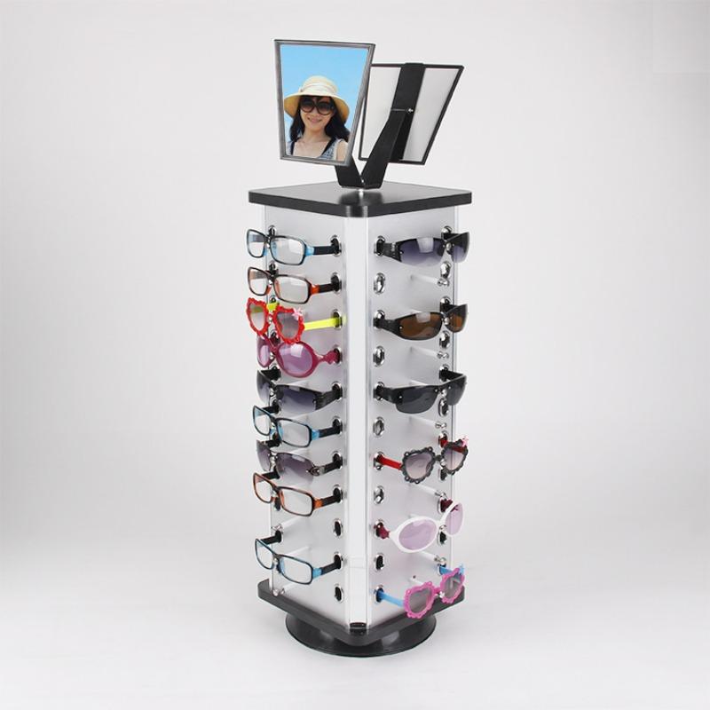 

360 Rotating Sunglass Display Rack Metal Glasses Stand Holder 44 Pairs W/ Mirror Retail Sunglass Display Stand Sunglasses Rack