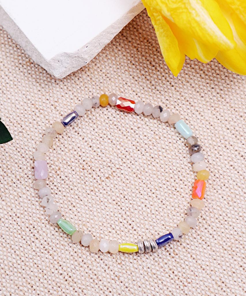 Polalita Color Mix Gemstone Bead Bracelet (Plt-Br-077_Yl)