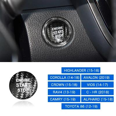 Real Hard Carbon Fiber Car Engine Start Button Sticker Interior for Toyota 86 Corolla Avalon Crown Vios Rav4 C-HR Alphard Camry