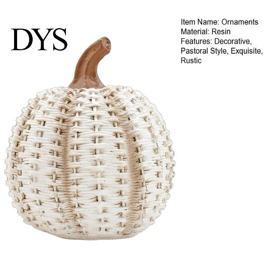 Simulated Rattan Texture Craft Faux Woven Pumpkin Ornament, Resin Decorative Figurine, Rustic Decor Farmhouse Desktop Decoration for Halloween Harvest