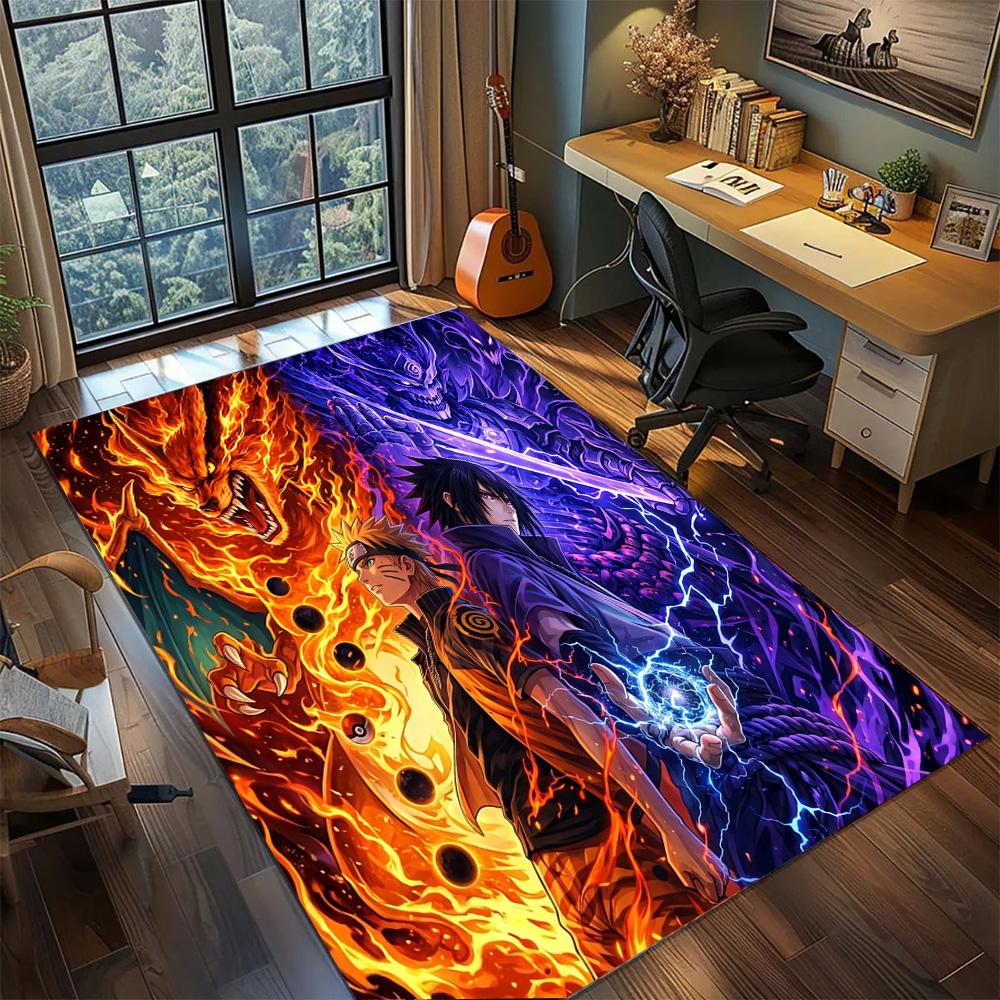 Naruto Floor Mat for Bedroom Gamer Room Large Area Non Slip Washable Rug Carpet Decor.-TING