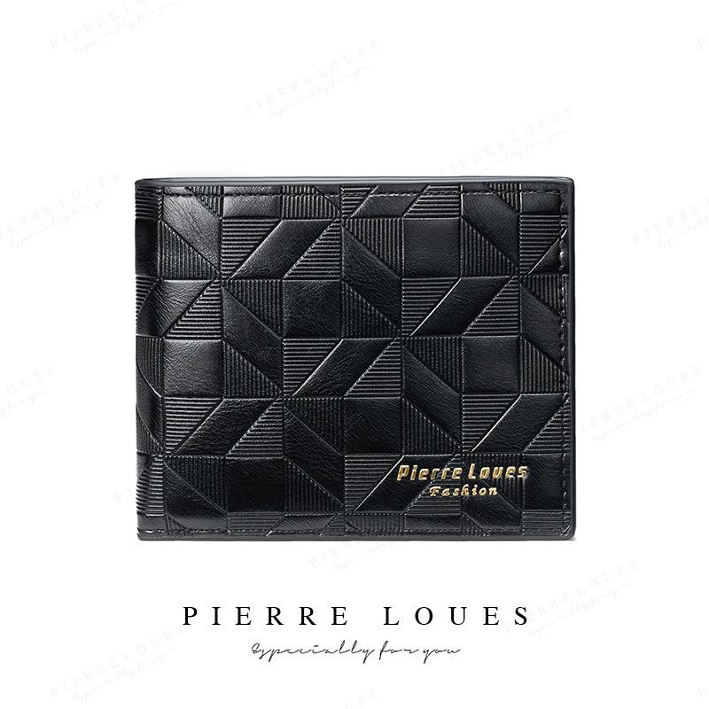 

Мужской короткий мягкий кошелек тройного сложения с отделениями для нескольких карт - модный и повседневный чёрный