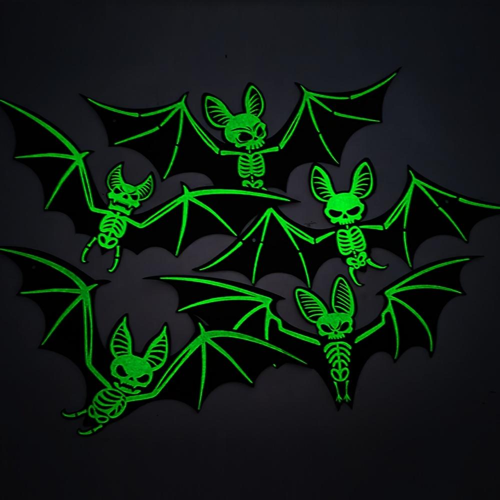 10pcs Halloween Glow-in-the-Dark Hanging Bats, Suitable for Holiday Decorations, Halloween Hanging Decoration