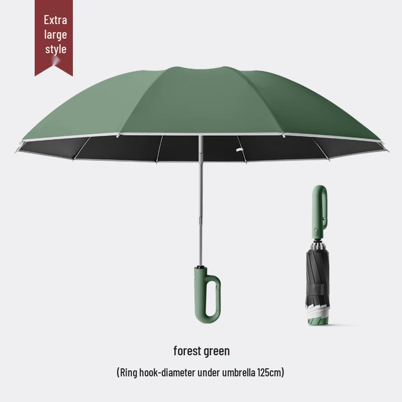 10-Rib Auto Folding Umbrella: Enlarged, Thickened, Portable, with Ring Buckle – for Sun and Rain, Custom Logo Available.