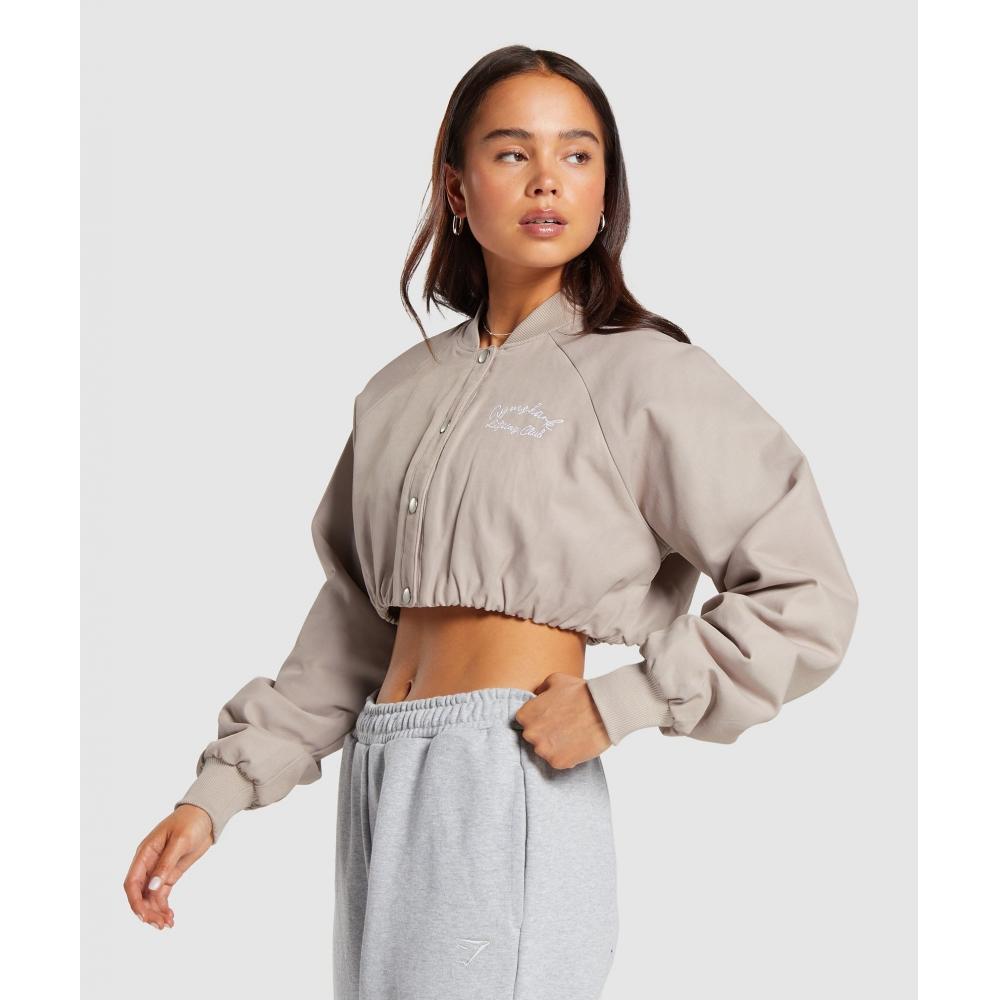 Gymshark Cropped Bomber Jacket Stone Pink B7a3e Kbs4