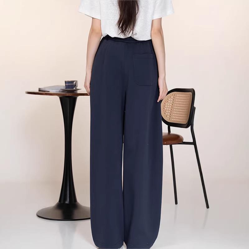 Women's Elastic Waist Wide Leg Pants, Casual Drape Style, Spring 2026