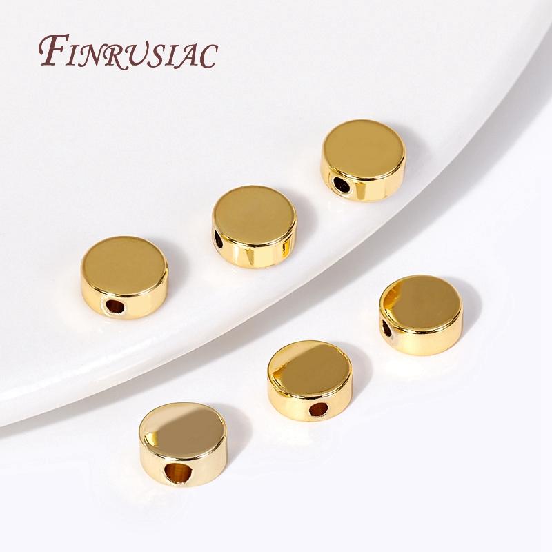 6X3MM 18K Gold Plated Flat Round Spacer Beads,High Quality Brass Metal Loose Bead Separators For Jewelry Making DIY Accessories