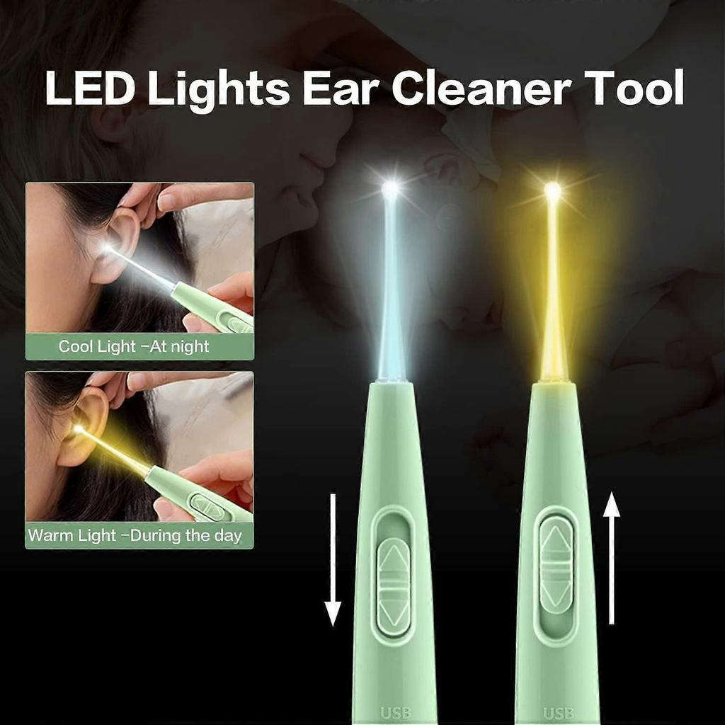 SCSYV Ear Wax Removal Tools,9 Pack Ear Cleaning Tool,Ear Pick with 2 LED Lights,Built-in USB Ear Wax Remover for Kids and Adults