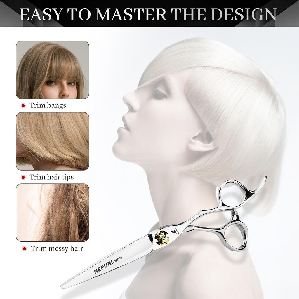 6.0 Inch Vg10 Nepson Gem Model, Hair Scissors, Bangs Scissors, Flat Scissors For Hair Stylists