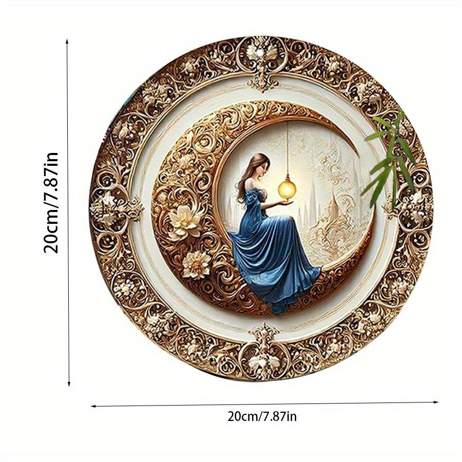 

2d Плоский 20*20см, Дерев яна Кругла Вивіска з Синьою Сукнею, Дерев яне Настінне Панно у Стилі Ліхтаря, Дерев яна Настінна Прикраса для Дому, Гаража, Ресторану, Кафе 20*20cm