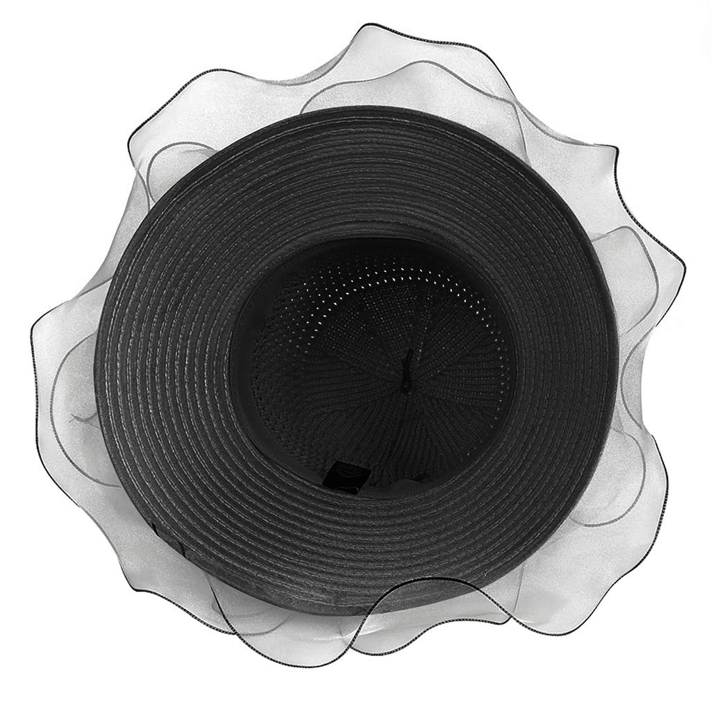UV Protection Organza Straw Wide Small Face Sun Flower Actress Sun UV Wedding Formal [LYING] Hat, Hat, Women's, Elegant, Hat, Brim, Effect,