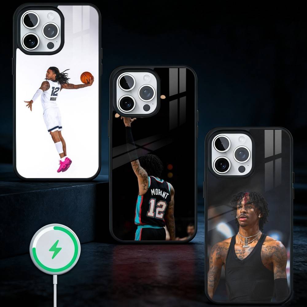 Custodia per Telefono Basketball Ja M-Morant 12 Per iPhone17,16,15,14,13 Plus,Pro Max Magnetica Per Ricarica Wireless Magsafe