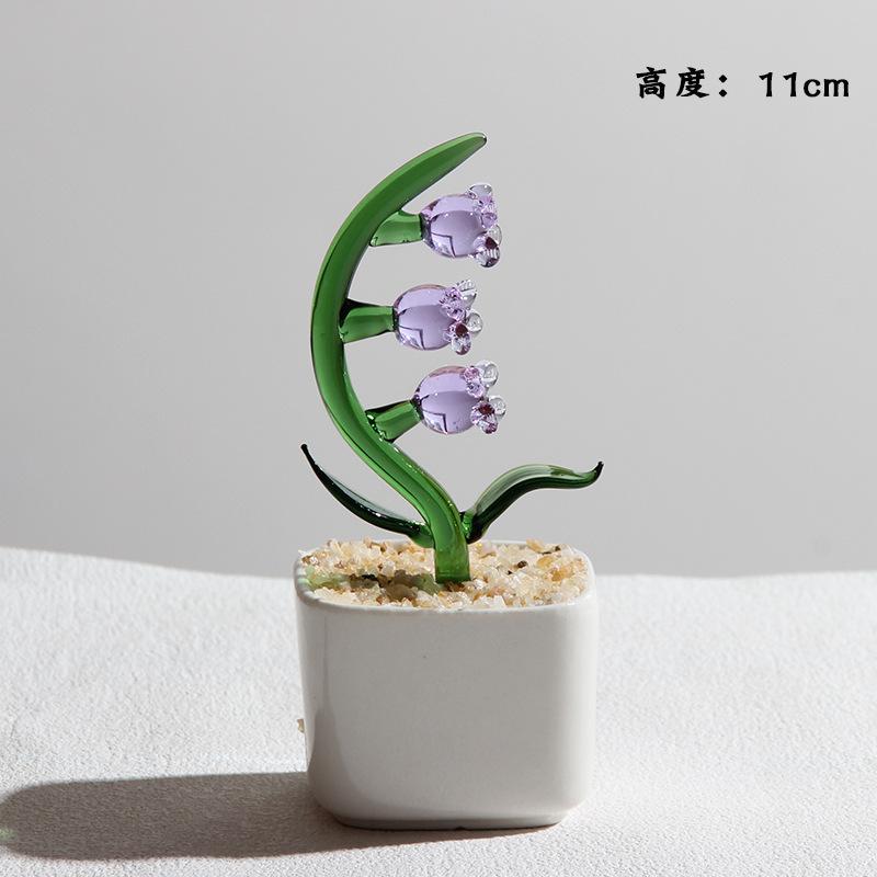 Handmade Glass Blown Cactus Cute Crystal Art Cactus Figurines Collectibles Desk Simulation Plants Decorations Mother's Day Gift