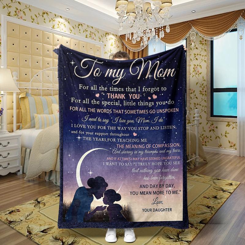 Love and Family Wishes digital-printed polyester Bedroom velvet flannel soft sofa cover blanket Fleece soft sofa cover blankets