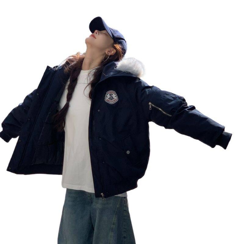 Hooded Parka Coat Men Oversized Raccoon Fur Collar Thick Warm Winter Cargo Jacket Trendy Streetwear