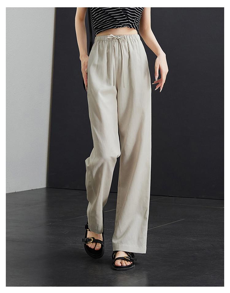 Lyocell Cotton and Hemp Wide Leg Pants for Women In 2026 Summer, Thin, Loose, Versatile, Elastic Waist Strap, Floor Pants