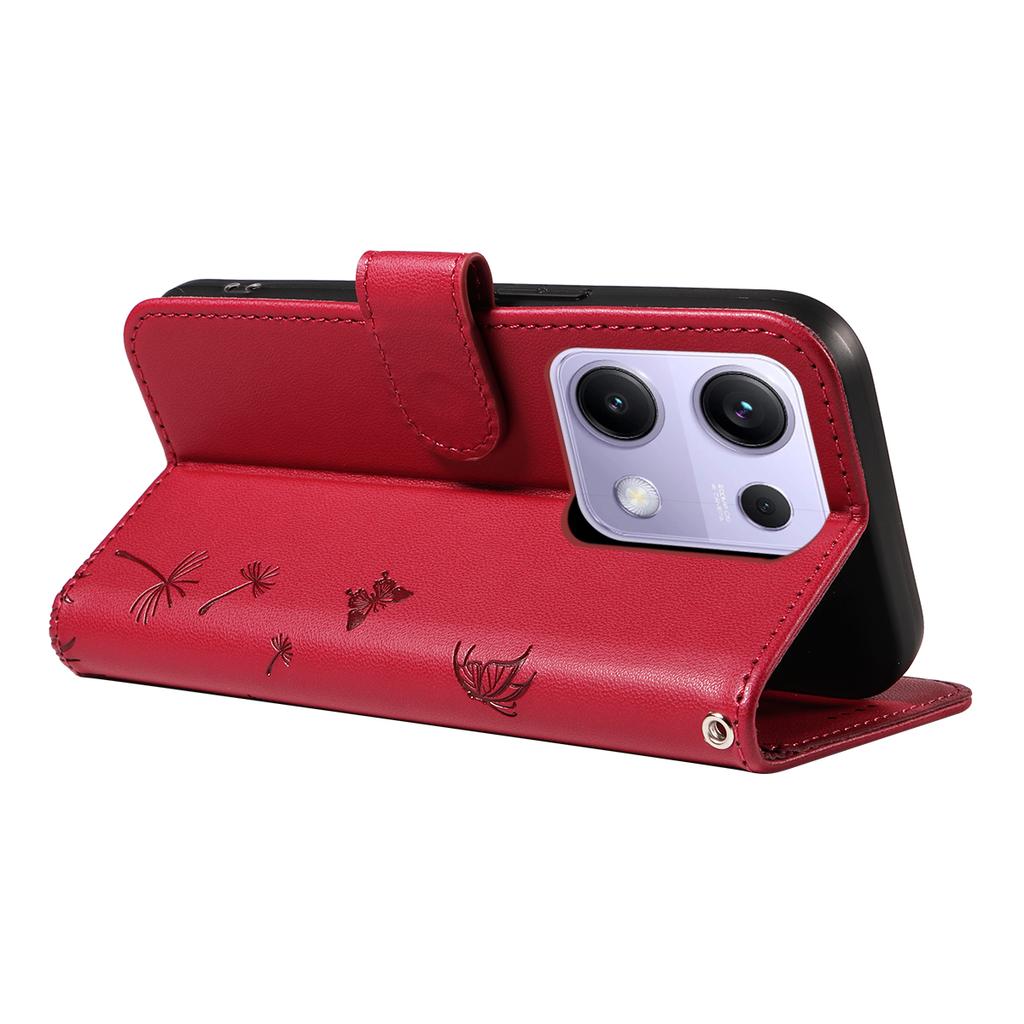 For Xiaomi Poco M6 Pro 4G/Xiaomi Redmi Note 14S 4G/Xiaomi Redmi Note 13 Pro 4G Leather Wallet Case with Strap Dandelion Imprint Phone Stand Cover