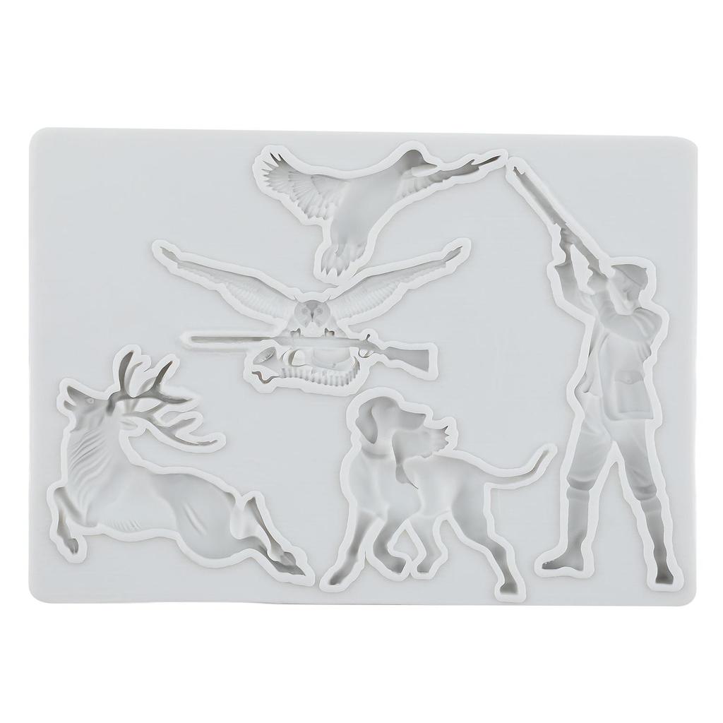 Hunter Animals Silicone Molds Deer Dog Owl Bird Fondant Mold Cake Decorating Tools Cupcake Topper Chocolate Candy Craft Gum Paste Polymer Clay