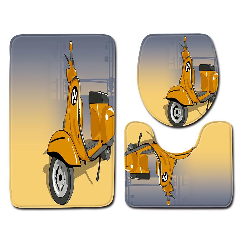 Creative Retro Bathroom Toilet Three-Piece Floor Mat Combination Set Household Door Mat Kitchen Absorbent Non-Slip Carpet