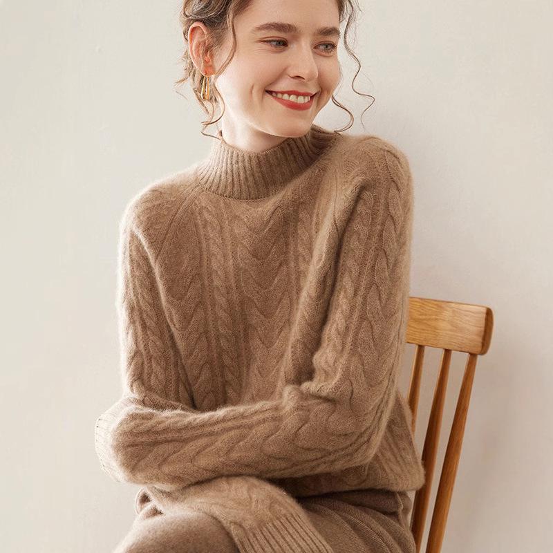 

Autumn/Winter 2024 Women s Warm Long-Sleeve Loose Wool Sweater Small