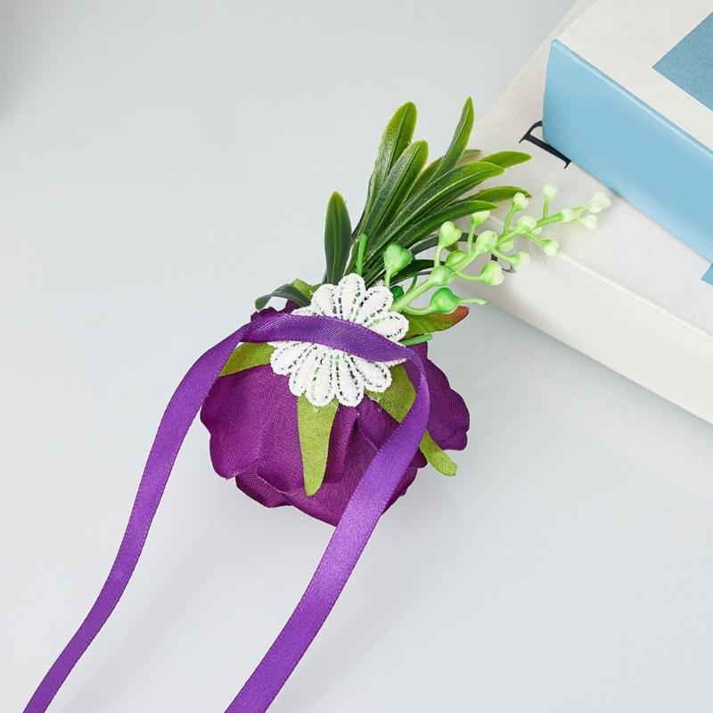 6Pcs Wrist Rose Corsages for Wedding Ceremony Anniversary Proms Party, Rose Boutonniere for Bride and Proms Party Suits
