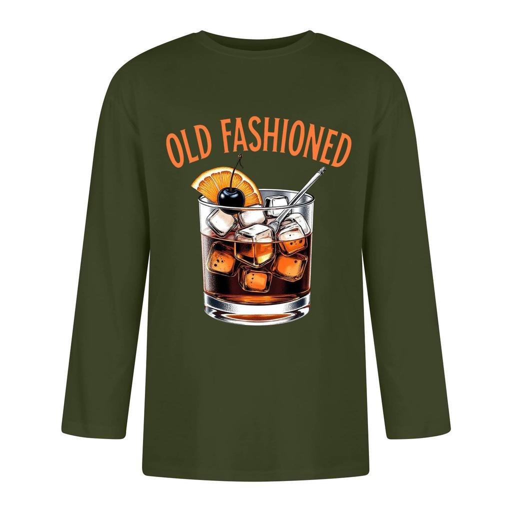 Men's Fashion Casual Seven-Point Sleeve Print Round Neck Top