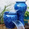 Complete Waterfall Ornament Ceramic Fish Tank with Circulating Water and Filter for Aquatic Landscaping.