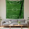 Soccer Field Design on Green Grass Patterned Tapestry Decorative Wall Hanging, Home Bedroom Living Room Decor