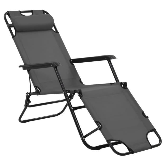Chaise longue - vidaXL - 2 pcs - Acier - Pliable - Résistante aux intempéries