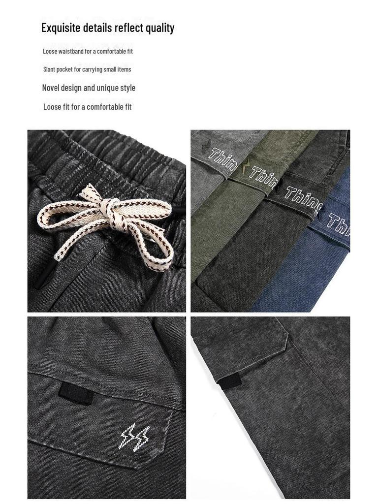 Men's Retro Wide-Leg Multi-Pocket Outdoor Pants for Running, Climbing, and Hiking