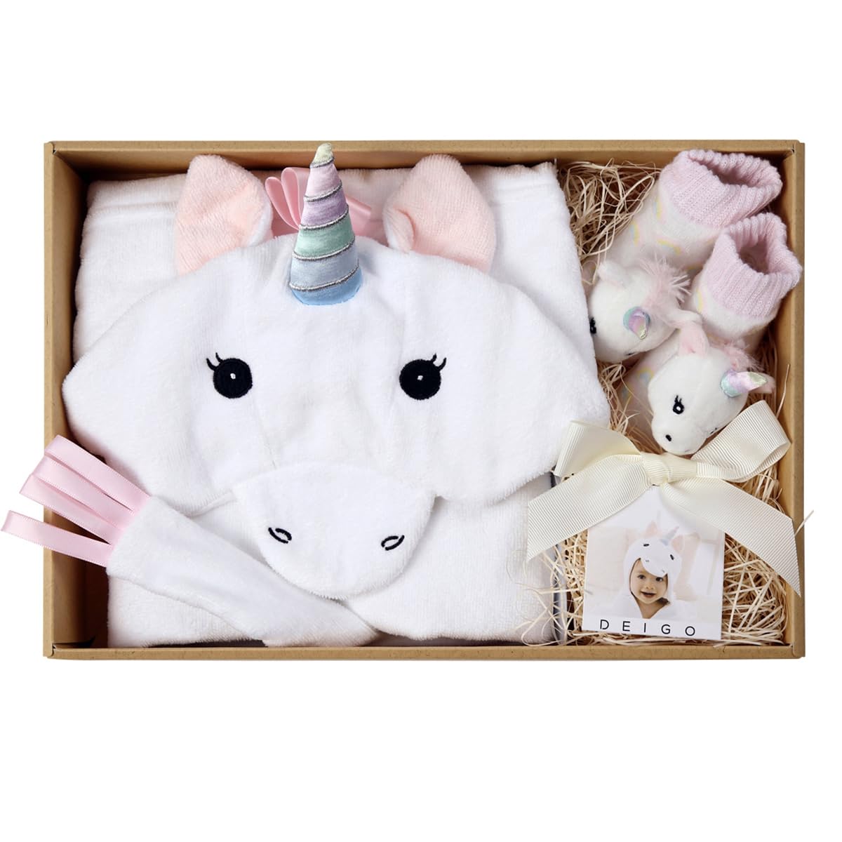 

Deigo Baby Gift Baby Bath Towel Baby Socks Rattle Socks Gift for Boys Girls Gift Bath Towel Socks Set Unicorn [DEIGO] & #61401