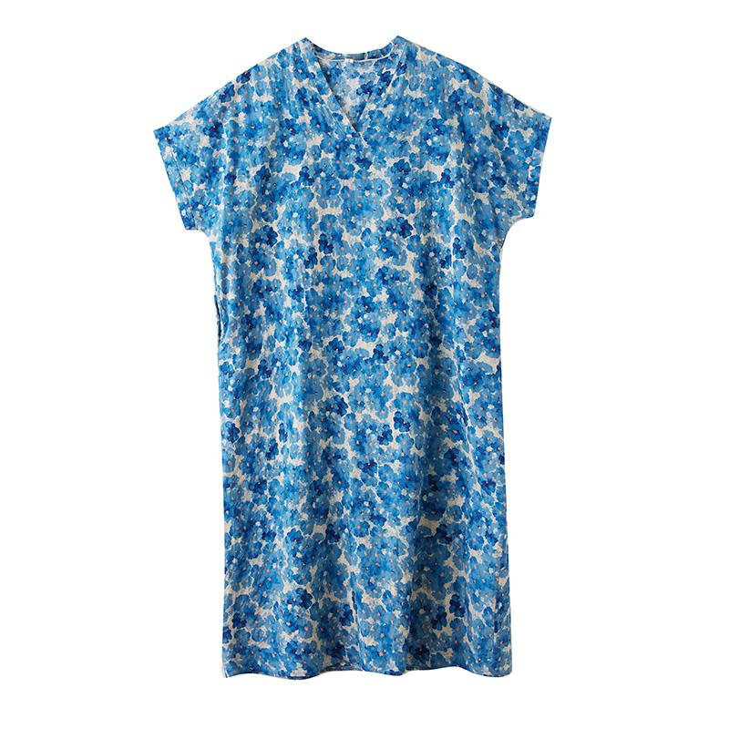 DIMANAF Neues 2025 Übergröße Sommerkleid Damen Floral Vintage Lässig V-Ausschnitt Kleid Lockeres Kleid Maxi