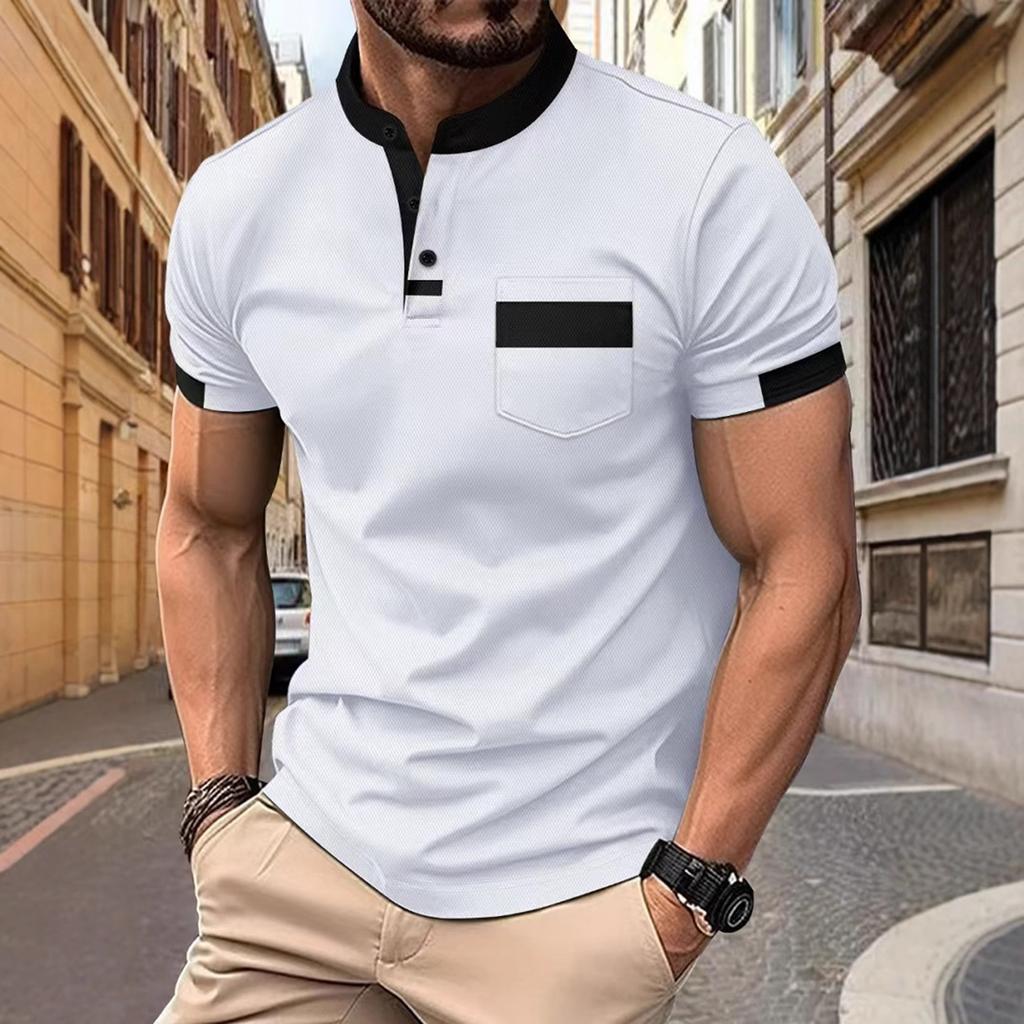 Herr Casual, Basic, Populär, Krage, Knapp, upp Skjorta, Skjorta, T-shirt, Topp