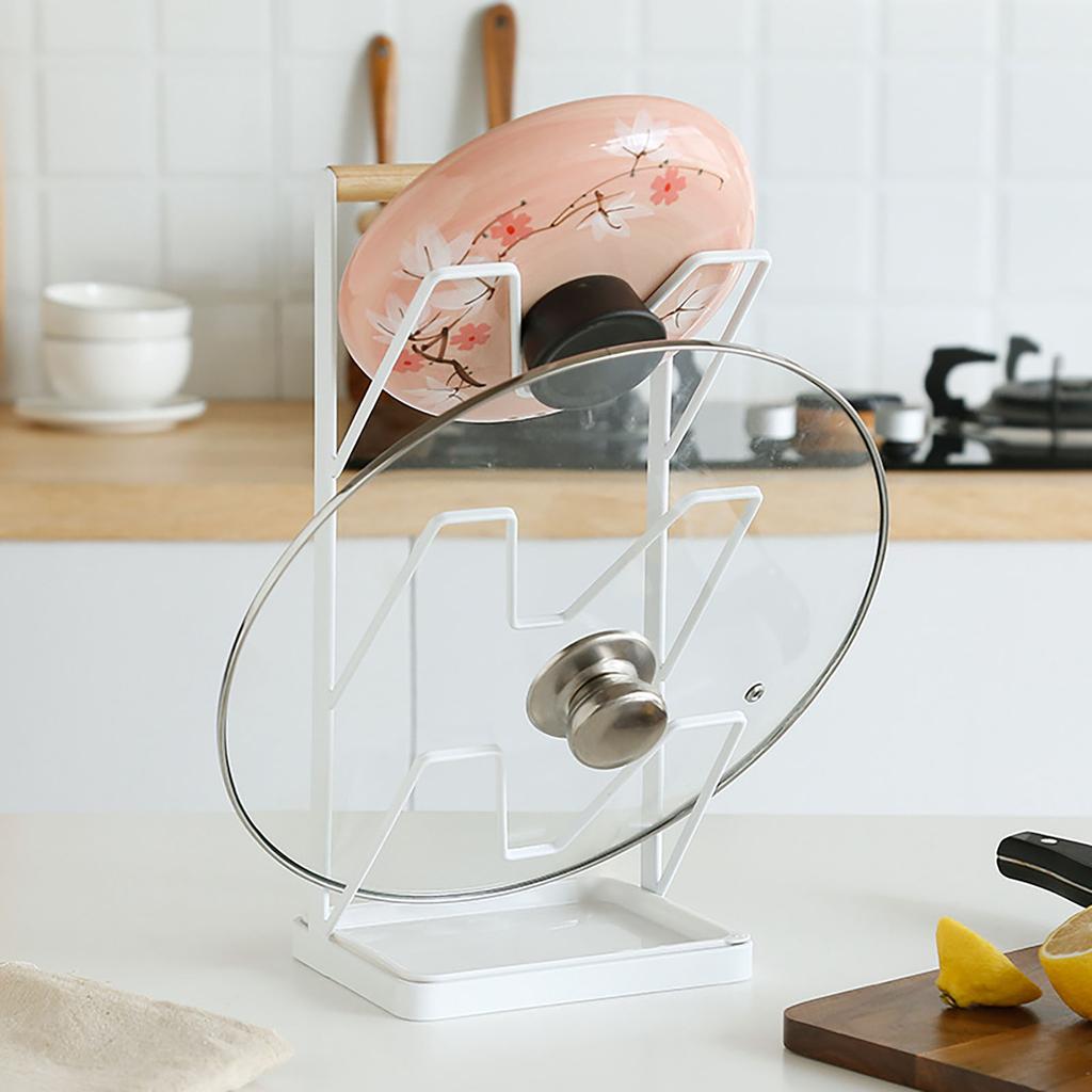 3 Layer Pot Lid Holder Vertical Pot Cover Drainage Storage Rack Chopping Board Organizer