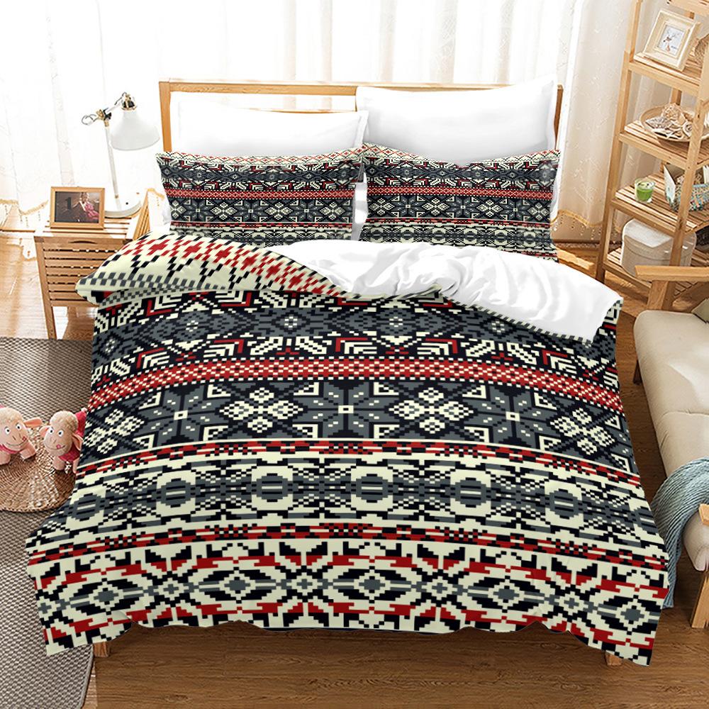 Home Textile Splicing Quilt Cover Digital Printing Three-Piece Set 3D